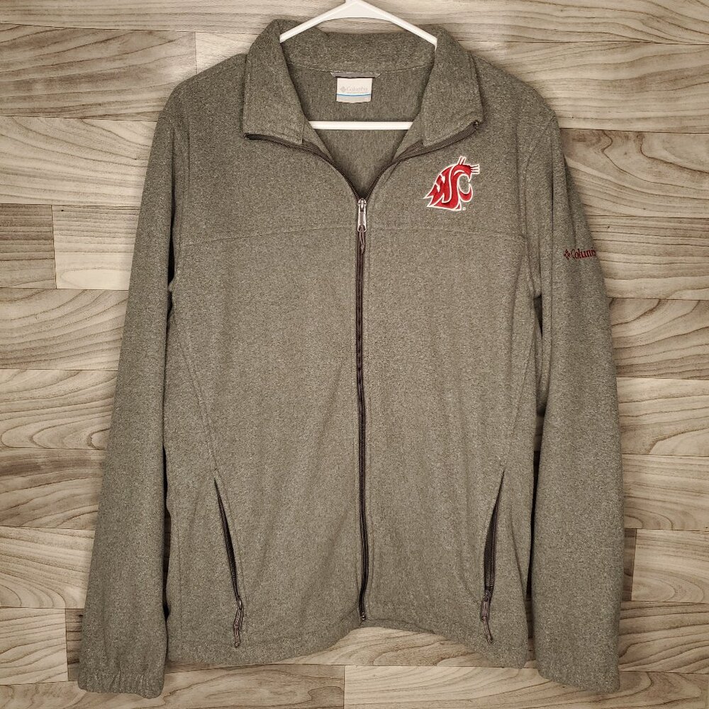 Columbia Men’s College 1/4 Zip Gray Red WSU Cougars Washington State Medium